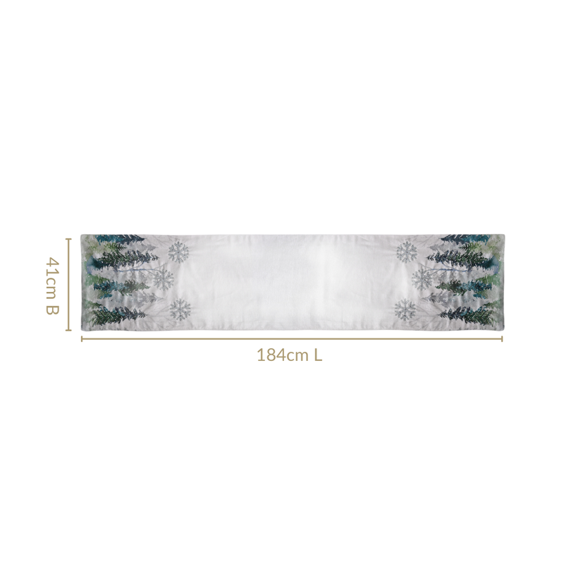 Snowfall In Pine Forest Embroidered Table Runner