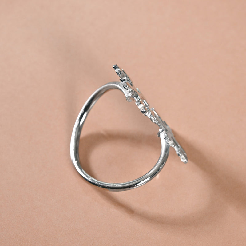 Snowflakes Pure Brass Napkin Ring With Silver Polish Set Of 6