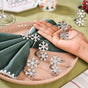 Snowflakes Pure Brass Napkin Ring With Silver Polish Set Of 6
