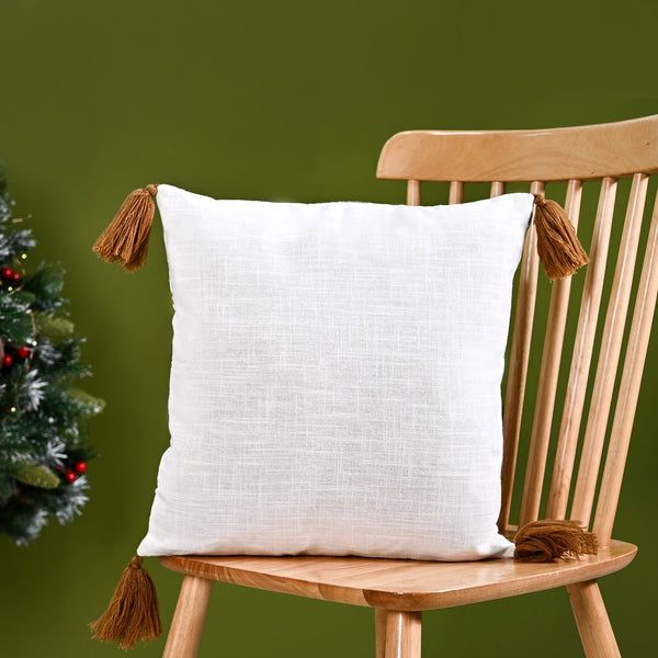 Snowy White Sofa Cushion Cover With Christmas Trees 40x40cm