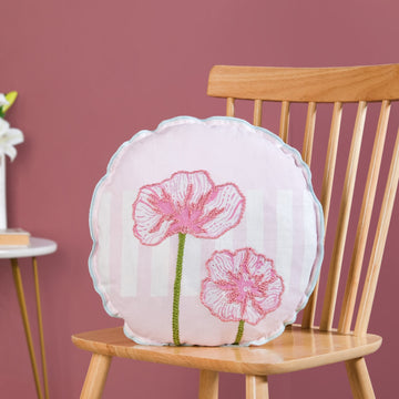 Soft Blooms Embroidered Cotton Cushion Cover 45cm