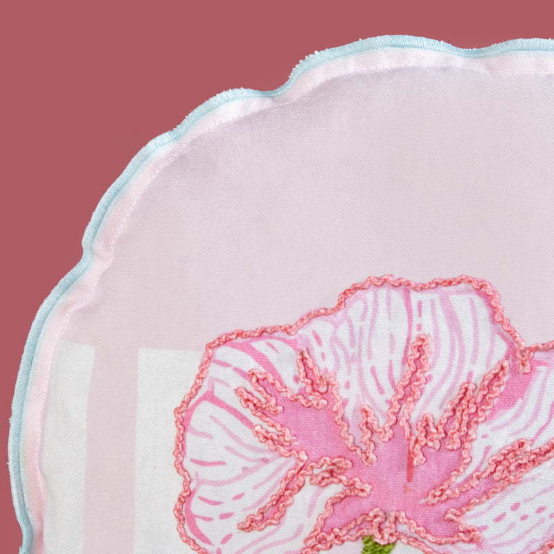 Soft Blooms Embroidered Cotton Cushion Cover 45cm