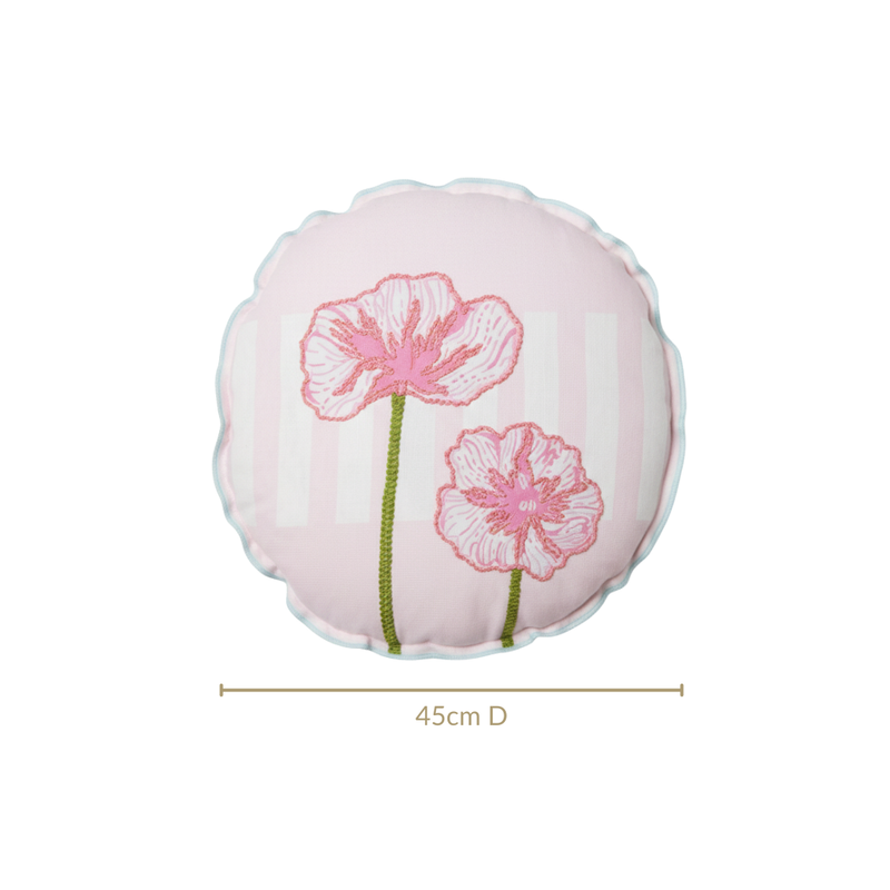 Soft Blooms Embroidered Cotton Cushion Cover 45cm
