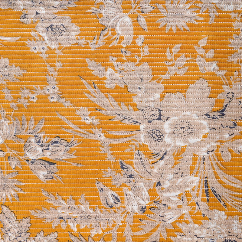 Soft Florals Mustard Yellow Cotton Bedcover
