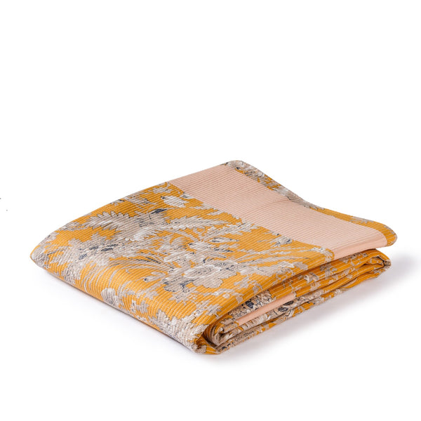 Soft Florals Mustard Yellow Cotton Bedcover 254x221cm