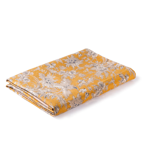 Soft Florals Mustard Yellow Cotton Bedcover 254x221cm