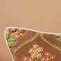 Soft Florals Embroidered Cushion Cover Taupe