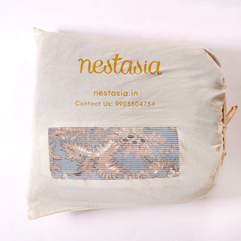 Soft Florals Light Blue Cotton Bedcover