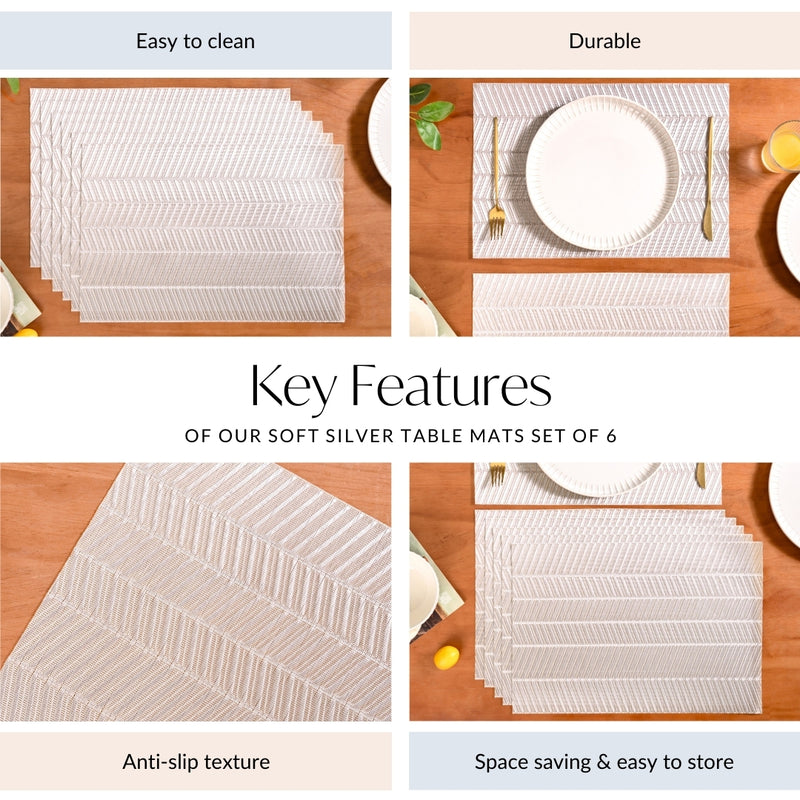Soft Silver Table Mats Set Of 6