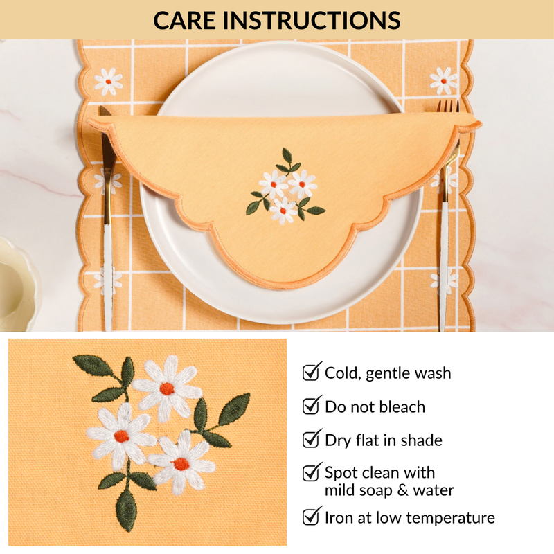 Soft Blossom Cotton Embroidered Table Napkin Set Of 6