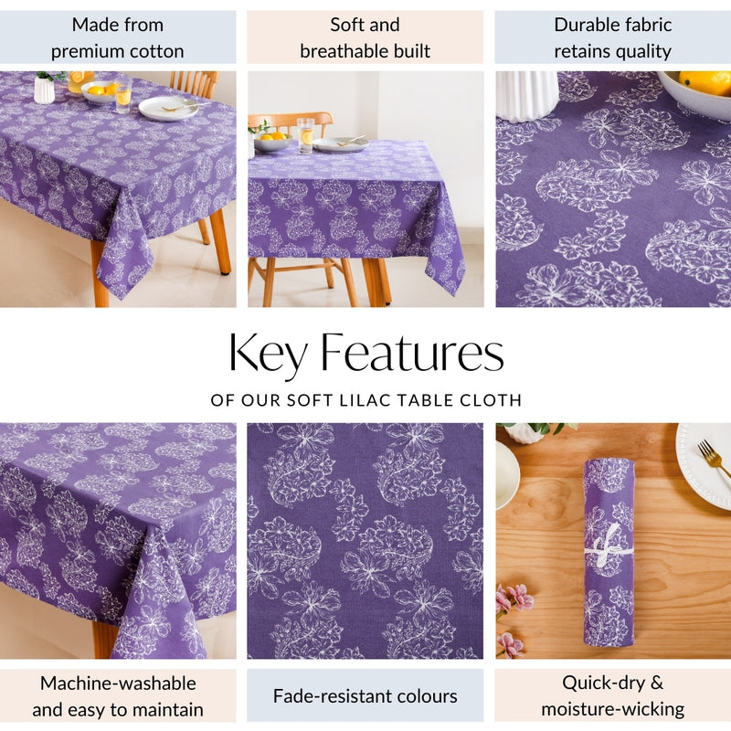 Soft Lilac Table Cloth For 6 Seater 154 x 208cm