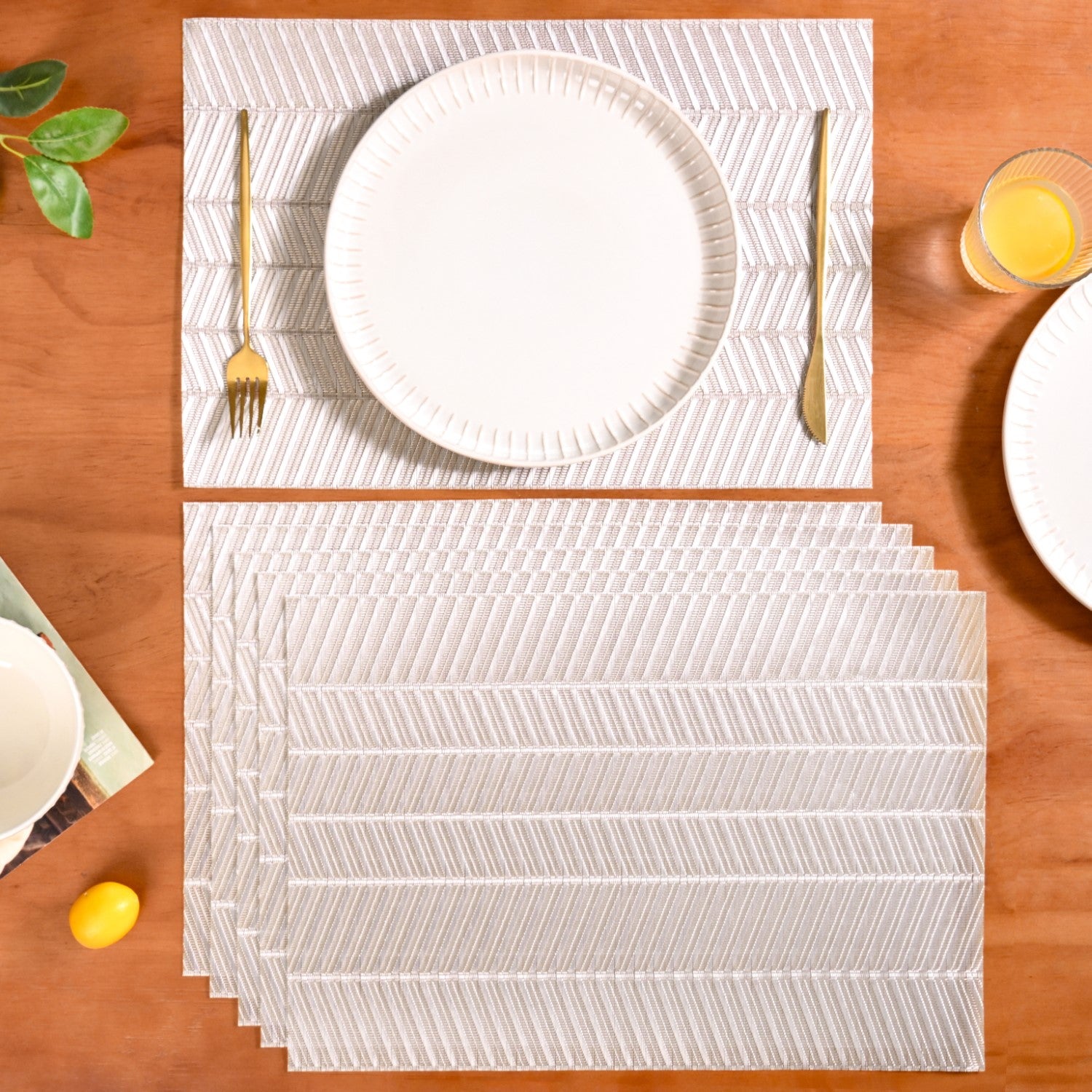 Soft Silver Dinner Table Mats Set Of 6