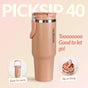 PickSip 40 Insulated Tumbler Bottle With Top Handle Soft Nude Peach 1200ml
