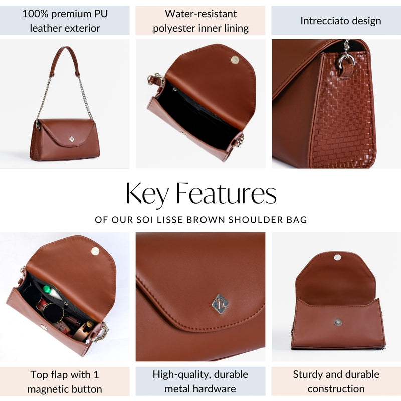 Soi Lisse Brown Shoulder Bag