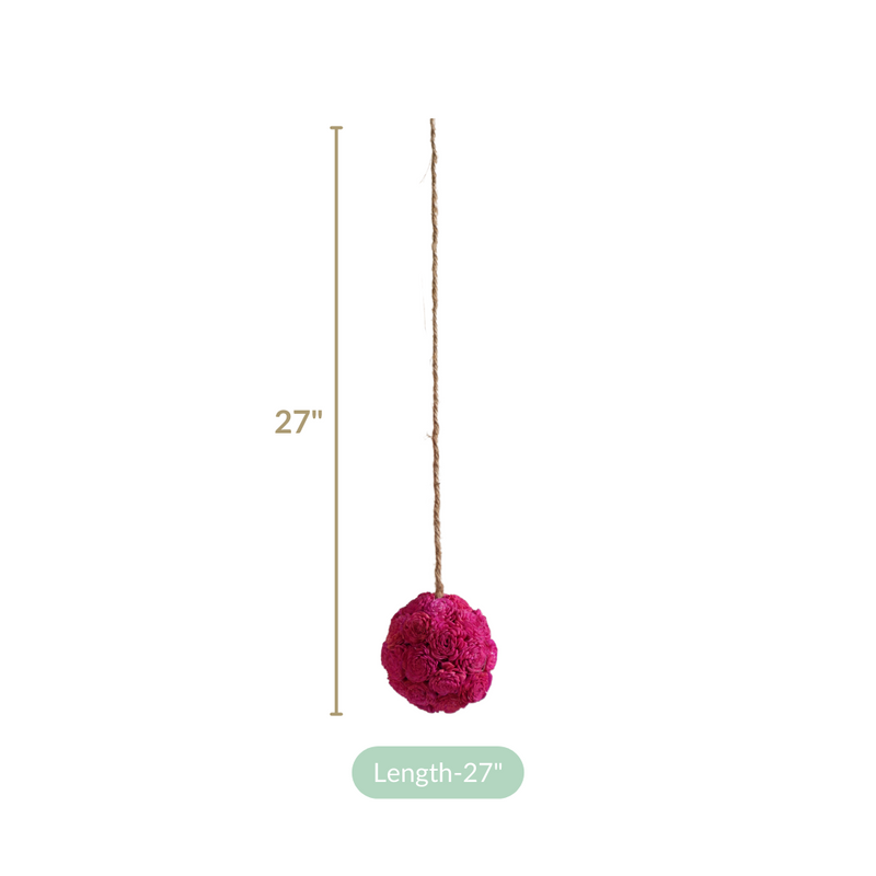 Sola Floral Ball Hanging Decor Set of 4 Magenta Pink