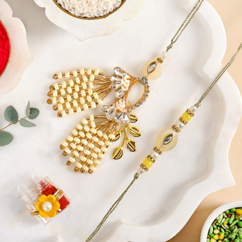 Gilded Cascade Rakhi And Lumba Set