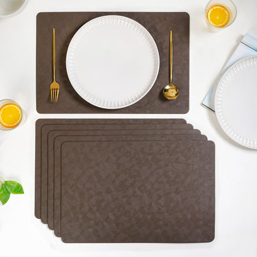 Songket Pattern Brown Dinner Table Mat Set Of 6
