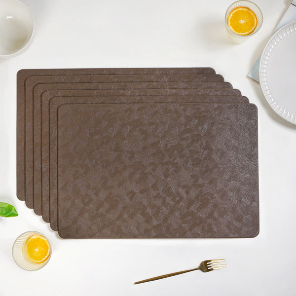 Songket Pattern Brown Dinner Table Mat Set Of 6