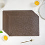 Songket Pattern Brown Dinner Table Mat Set Of 6
