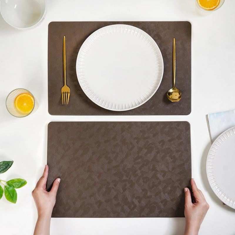 Songket Pattern Brown Dinner Table Mat Set Of 6