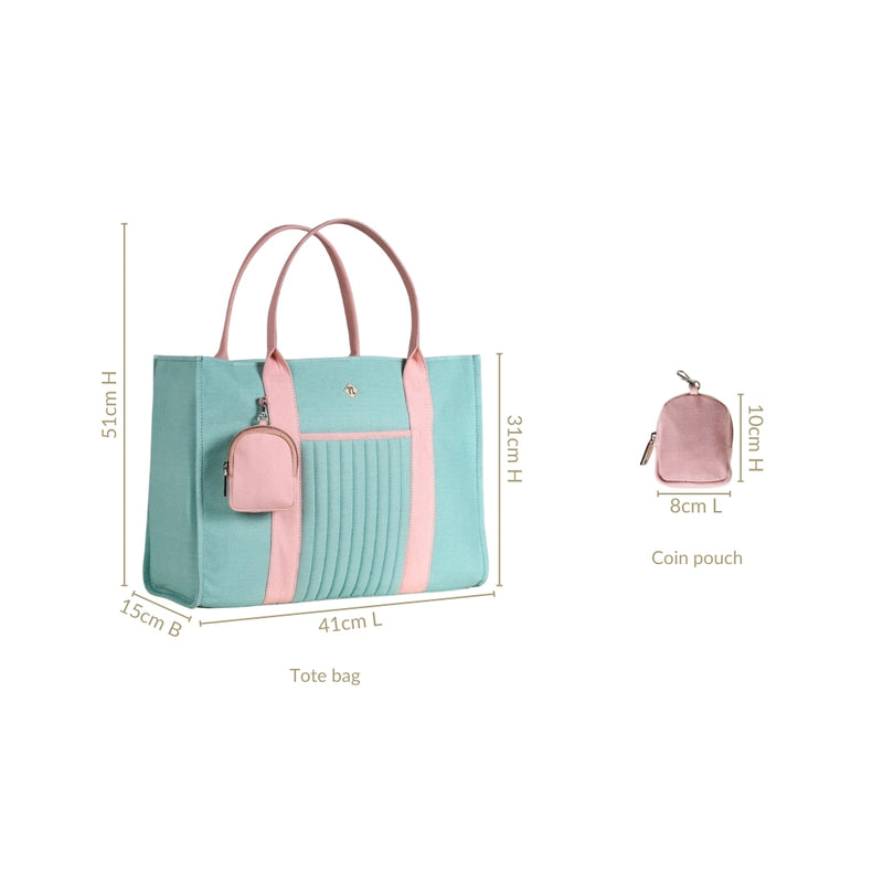 Sorella Mint Canvas Tote Bag With Coin Pouch
