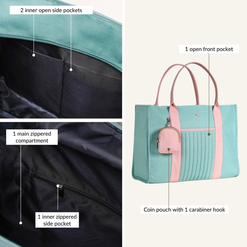Sorella Mint Canvas Tote Bag With Coin Pouch