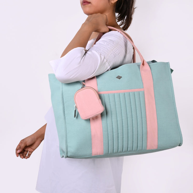 Sorella Mint Canvas Tote Bag With Coin Pouch