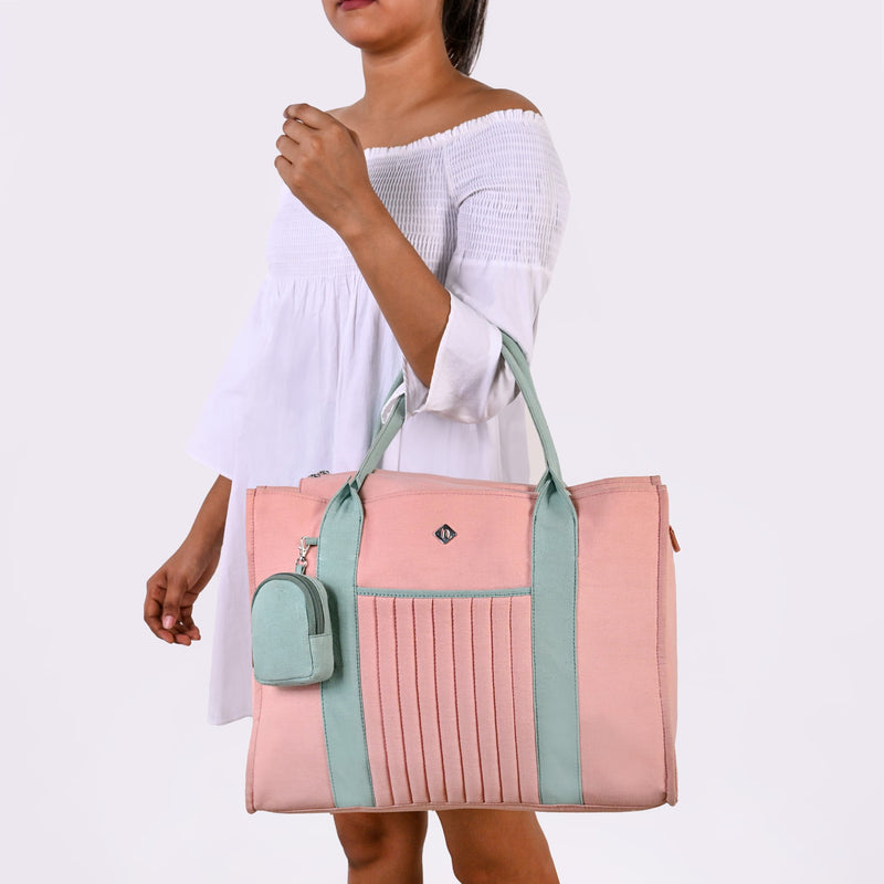 Sorella Pink Canvas Tote Bag With Coin Pouch