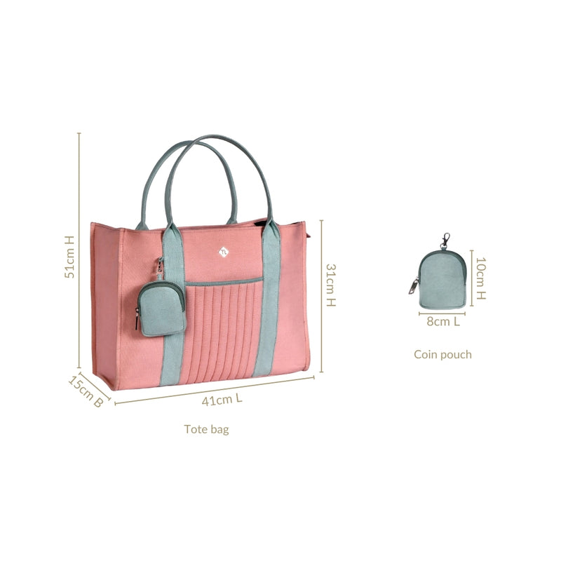 Sorella Pink Canvas Tote Bag With Coin Pouch