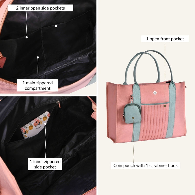 Sorella Pink Canvas Tote Bag With Coin Pouch
