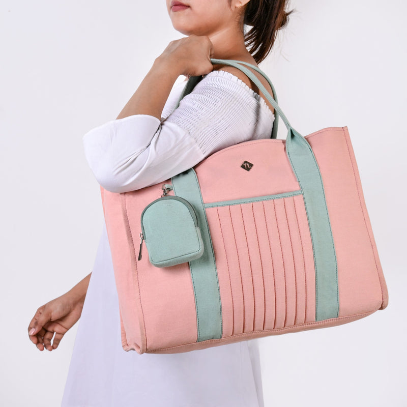 Sorella Pink Canvas Tote Bag With Coin Pouch