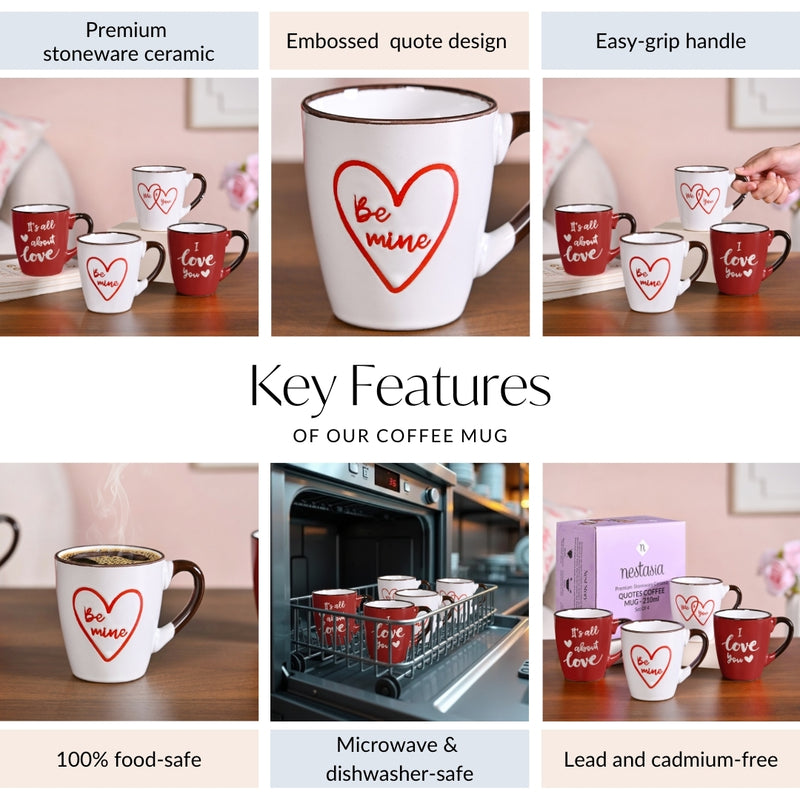 Soulmate Love Quotes Ceramic Mug Set Of 4
