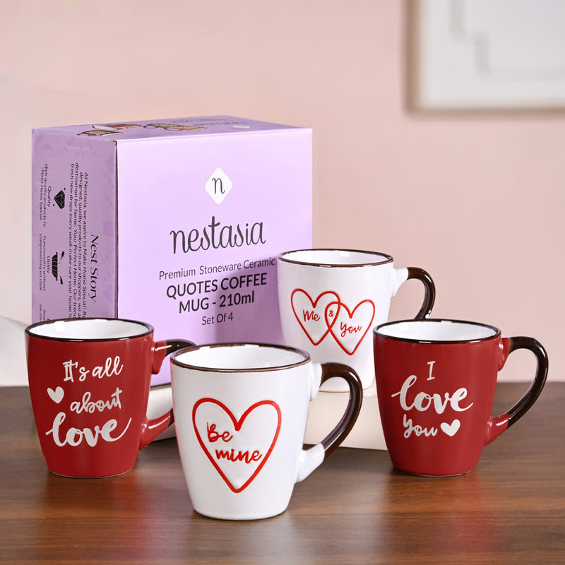 Soulmate Love Quotes Ceramic Mug Set Of 4