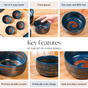 Textured Brushstroke Soup Bowls Navy Blue Set Of 4 400ml - Soup bowls, ceramic bowls, blue bowls, snack bowls, dessert bowls, icecream bowls