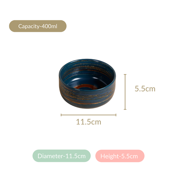 Textured Brushstroke Soup Bowls Navy Blue Set Of 4 400ml