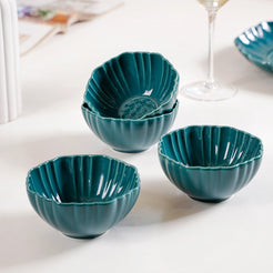 Luxe Ceramic Soup Bowls Dark Green Set Of 4 350ml - Snack bowl, ceramic bowl set, small bowls, soup bowls, ceramic soup bowls