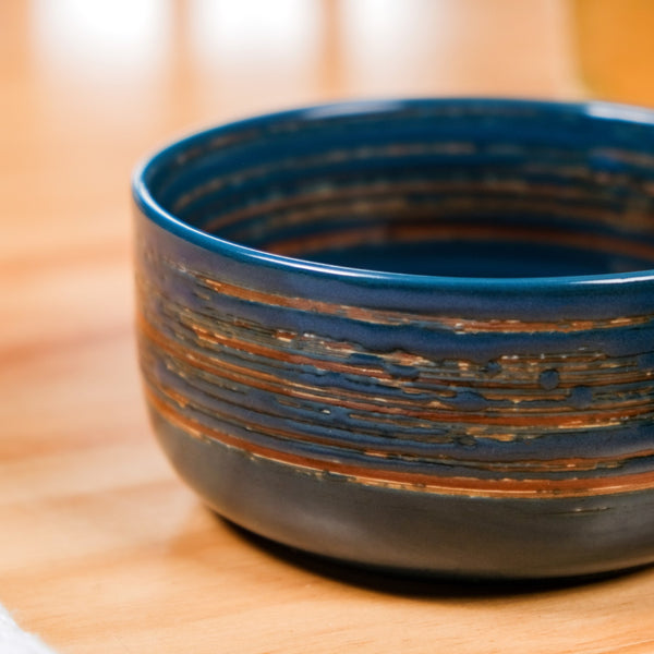 Textured Brushstroke Soup Bowls Navy Blue Set Of 4 400ml