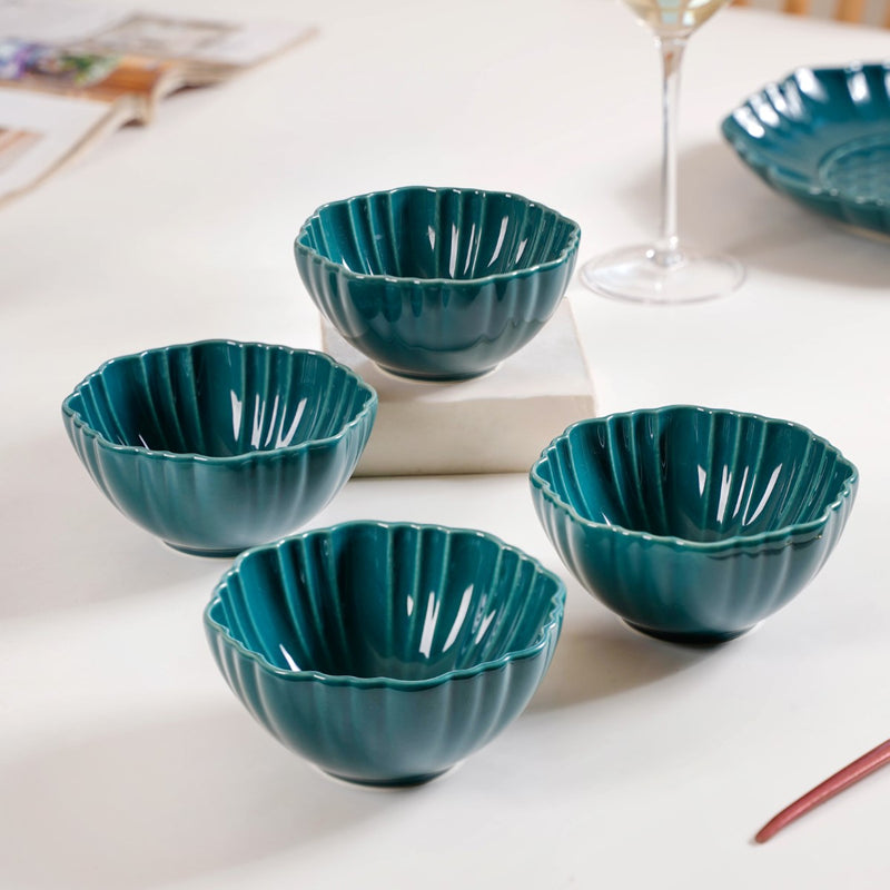Luxe Ceramic Soup Bowls Dark Green Set Of 4 350ml - Snack bowl, ceramic bowl set, small bowls, soup bowls, ceramic soup bowls