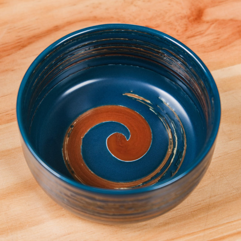 Textured Brushstroke Soup Bowls Navy Blue Set Of 4 400ml - Soup bowls, ceramic bowls, blue bowls, snack bowls, dessert bowls, icecream bowls