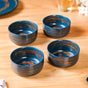 Textured Brushstroke Soup Bowls Navy Blue Set Of 4 400ml - Soup bowls, ceramic bowls, blue bowls, snack bowls, dessert bowls, icecream bowls