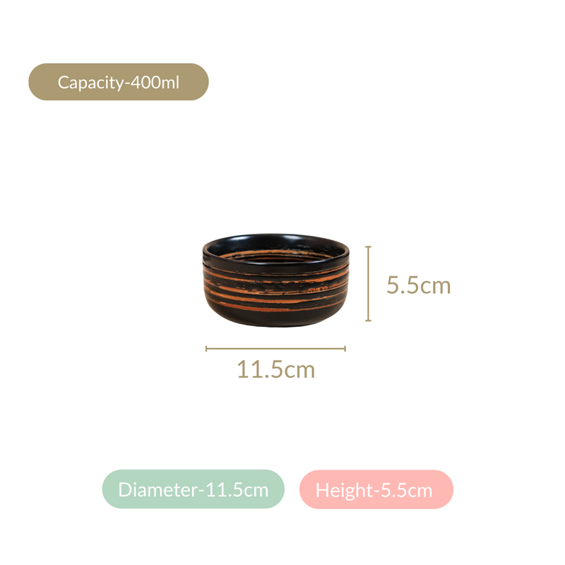 Exotic Ceramic Soup Bowls Black Set Of 4 400ml - Soup bowls, ceramic bowls set, soup bowls set, black bowls, serving bowls, icecream bowls