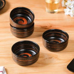 Exotic Ceramic Soup Bowls Black Set Of 4 400ml - Soup bowls, ceramic bowls set, soup bowls set, black bowls, serving bowls, icecream bowls