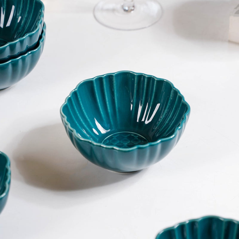 Luxe Ceramic Soup Bowls Dark Green Set Of 4 350ml - Snack bowl, ceramic bowl set, small bowls, soup bowls, ceramic soup bowls