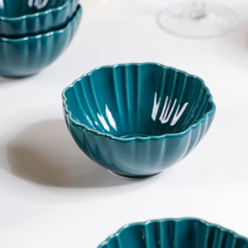 Luxe Ceramic Soup Bowls Dark Green Set Of 4 350ml - Snack bowl, ceramic bowl set, small bowls, soup bowls, ceramic soup bowls