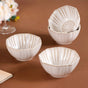 Stoneware Ivory Scallop Rimmed Soup Bowl Set Of 4 350ml - Serving bowls, ceramic bowls, white bowls, bowls set, soup bowls, dessert bowls