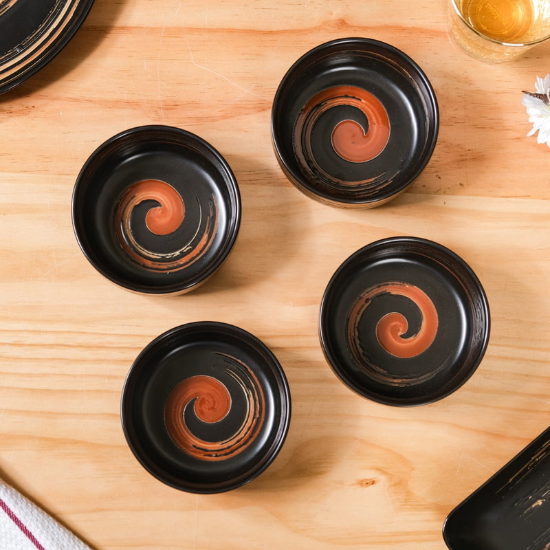Exotic Ceramic Soup Bowls Black Set Of 4 400ml - Soup bowls, ceramic bowls set, soup bowls set, black bowls, serving bowls, icecream bowls