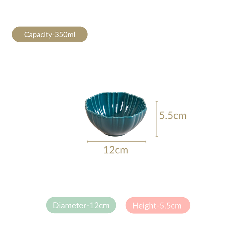 Luxe Ceramic Soup Bowls Dark Green Set Of 4 350ml - Snack bowl, ceramic bowl set, small bowls, soup bowls, ceramic soup bowls