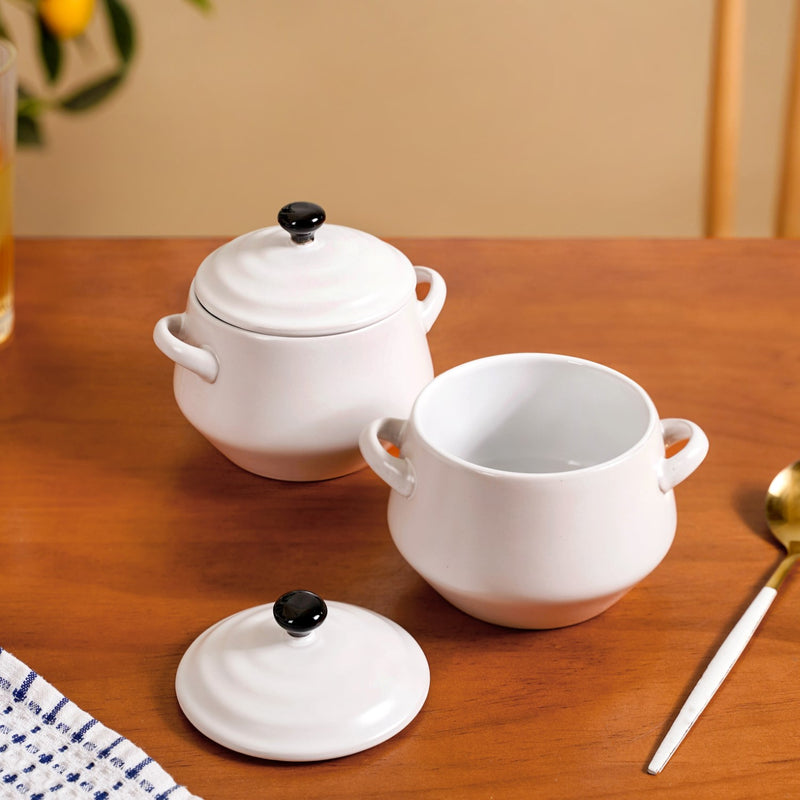 Set Of 2 White Amara Ceramic Soup Bowl 450ml