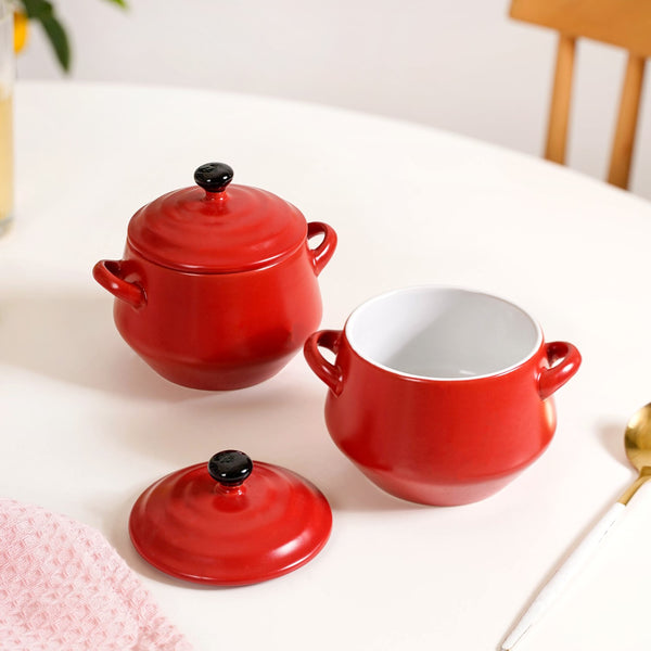 Amara Ceramic Ramen Soup Bowl Set Of 2 Red 450ml