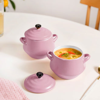 Ceramic Amara Soup Bowl Set Of 2 Pink 450ml